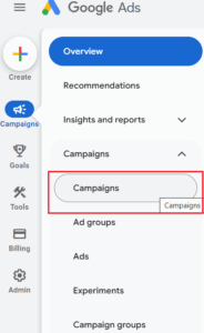 navigate to the campaign google ads