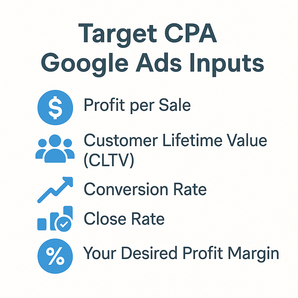 target cpa google ads inputs