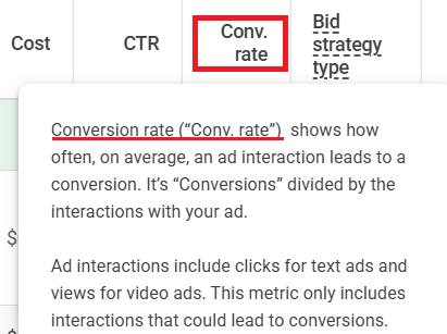 conversion rate google ads